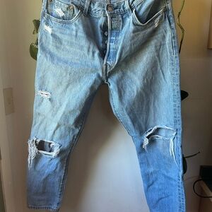 Levi's Blue Boyfriend Jeans Distressed Style